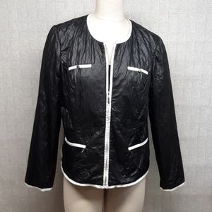 Chico's Zenergy Black And White Chanel Style Quilted Layering BlazerJacket